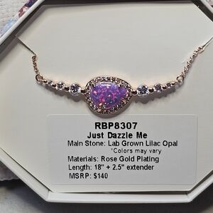 Just Dazzle Me Rose Gold Lilac Opal Necklace